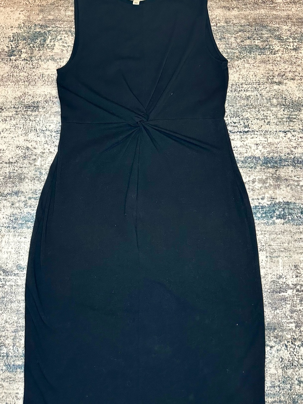 Sleeveless Midi Dress with Twist-Front Detail in Black